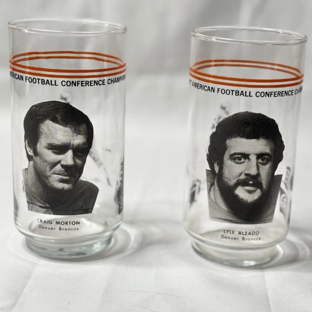 NFL 1977 AFC Champions Lyle Alzado Craig Morton Denver Broncos Burger King Glass